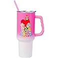 Silver Buffalo Care Bears Watercolor Heart Ombre Stainless Steel Tumbler with Handle and Straw, Fits in Standard Cup Holder, 40 Ounces