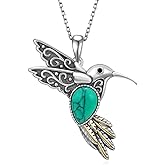 Daixiya Western Turquoise Necklace 925 Sterling Silver Turquoise Cross/Dragonfly/Cow Tap/Butterfly/Hummingbird/Snake/Horseshoe Pendant Necklaces Turquoise Jewelry Gifts for Women Men