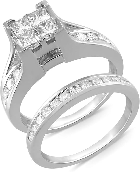 10K White Gold 1.09 Carat Real Princess Cut Diamond Engagement Wholesale Diamonds