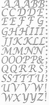 Italian Options 15mm Script Silver Glitter Alphabet Sticker Letters Craft