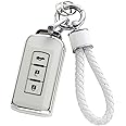 YO&YOYE for Mitsubishi Key Fob Cover with Keychain, Soft TPU Key Case Protection Shell Fit for 2 Buttons Outlander Lancer Eclipse Mirage White Gold