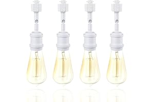 Hiiglxii E26 Track Light Heads H Type Track Lighting Heads Direction Adjustable LED Track Lights Fixture Dimmable for Kitchen, Retro Vintage Style, Bulbs Not Included - Pack of 4 (White)