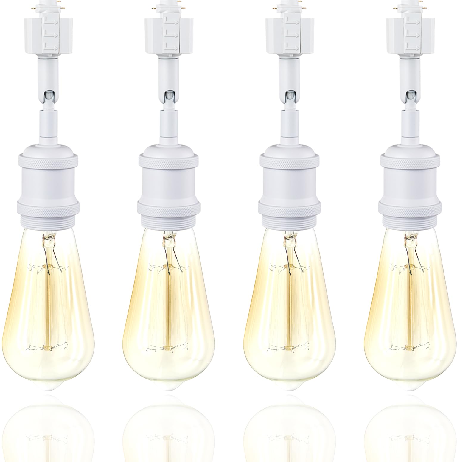 Photo 1 of Hiiglxii E26 Track Light Heads H Type Track Lighting Heads Direction Adjustable LED Track Lights Fixture Dimmable for Kitchen, Retro Vintage Style, Bulbs Not Included - Pack of 4 (White)