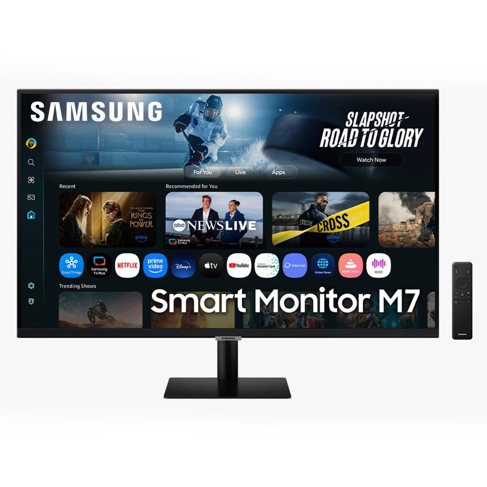 Samsung Smart Monitor M7 (S32FM702), Flat 32'', 3840x2160 (UHD 4K), Smart Hub con AI, Office 365, Gaming Hub, Speaker Integrati, Telecomando, WiFi, HDMI, USB-C