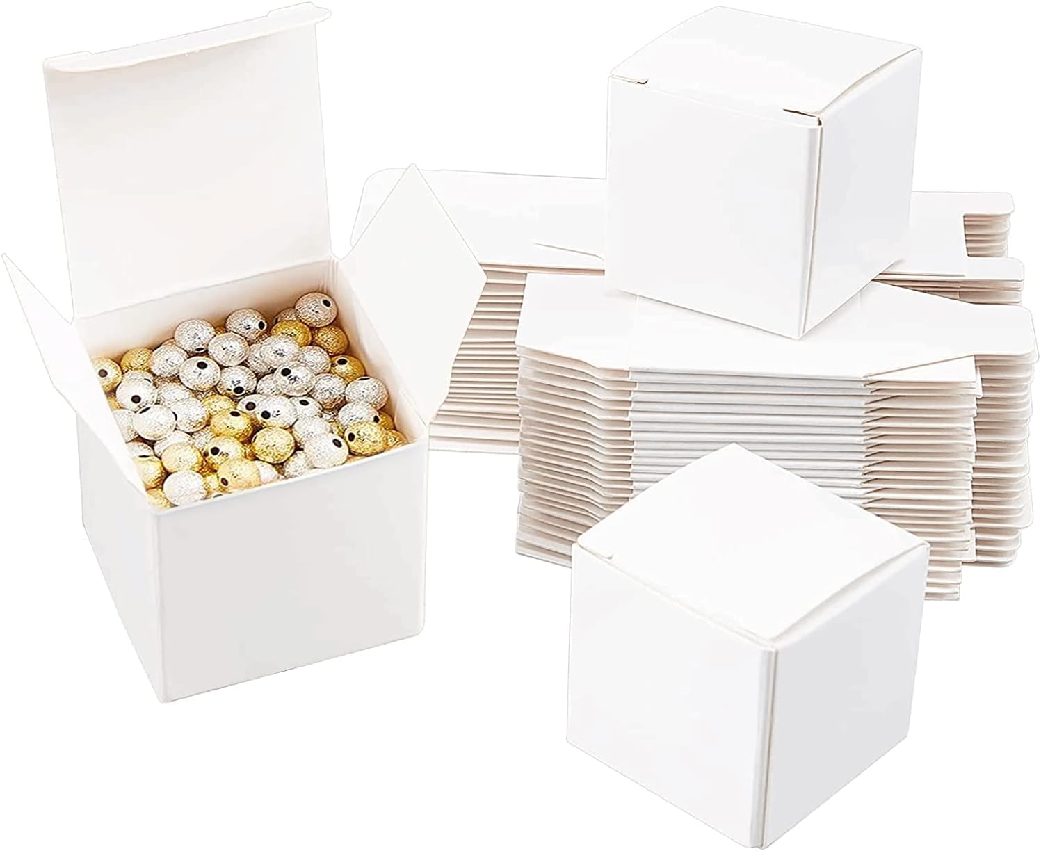 PandaHall 30pcs Small White Gift Boxes, Kraft Gift Cardboard Box Bulk Paper Candy Present Box for Wedding Favour Birthday Halloween Christmas Partry, 4cm/1.5inch