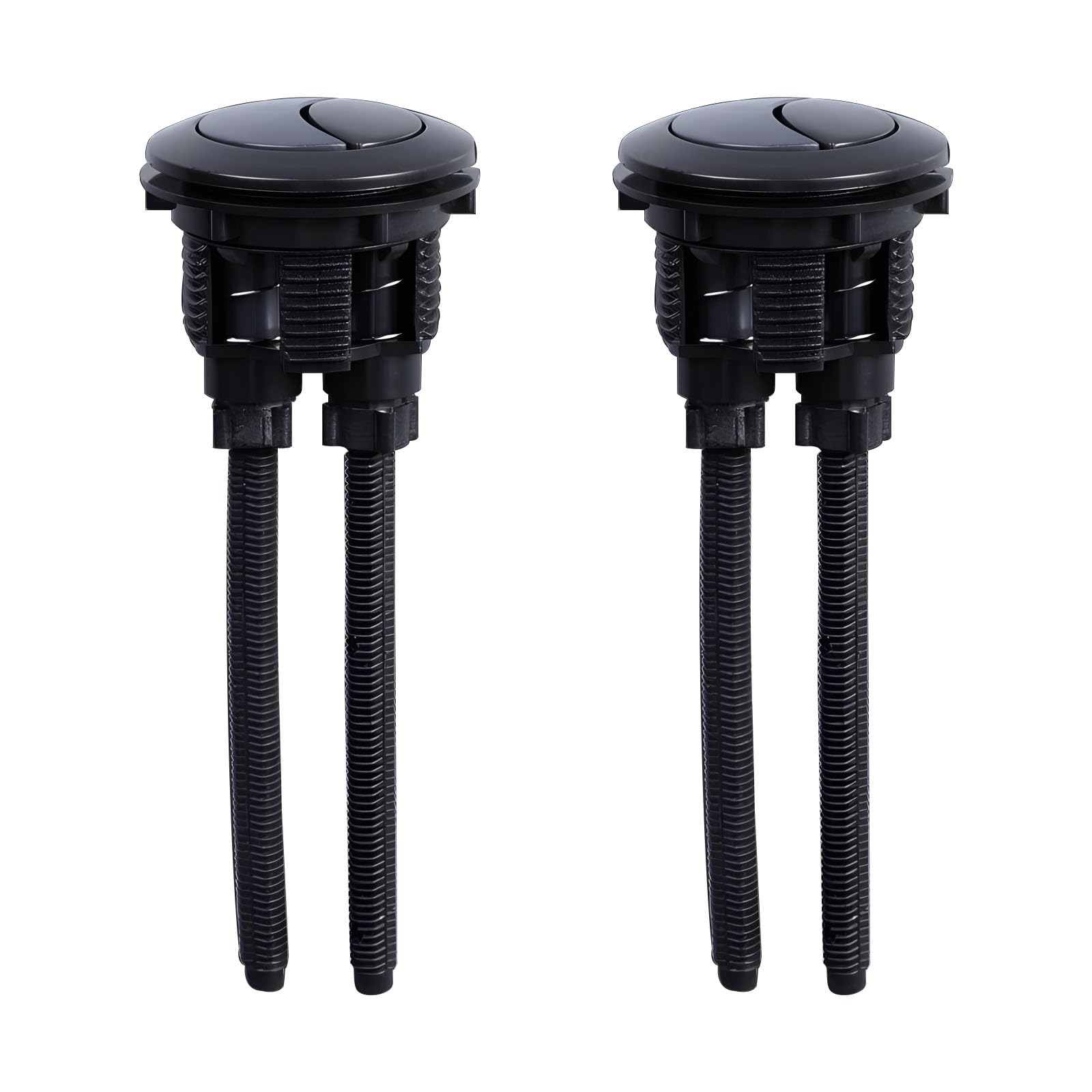 2 Pcs Black Toilet Flush Button, 38mm Toilet Flush Button Replacement, Round Head Toilet Flush Button, Dual Toilet Flush Button for Bathroom Toilet Water Tank Repair