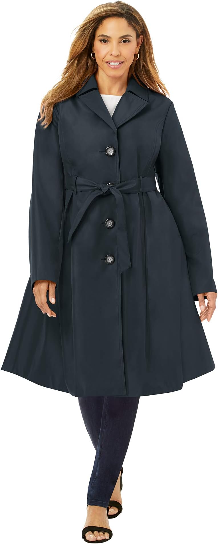 Women's Plus Size Pleated Trench Coat Raincoat