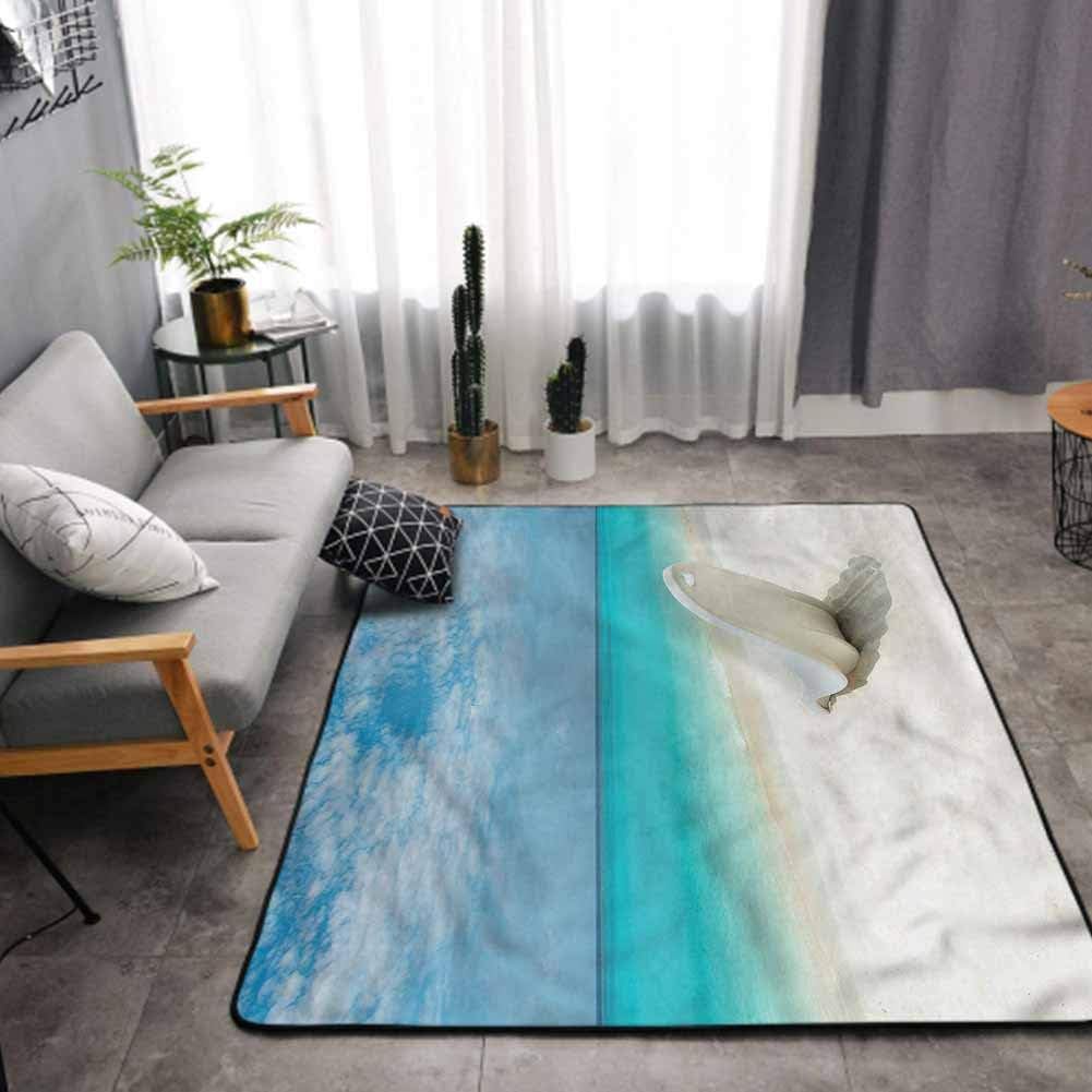 Seaside Carpets Maldives Beach Sunny Day Area Rugs Washable Bedroom Fauxmats 4 x 5 Feet