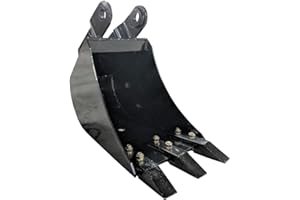 Titan Attachments 12" Fronthoe Bucket Fits Mini Skid Steer Fronthoe Backhoe Excavator, Bolt-on Forged Carbon Steel Teeth, Drainage Holes