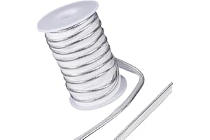 GORGECRAFT 22 Yards Silver Piping Trim with Metallic Lip Welting 0.47 Inch Wide Bias Tape Cord Edge Trim Ribbon for Sewing Cl