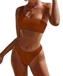 YIMISAN Womens Bikini Sets One Shoulder Top with