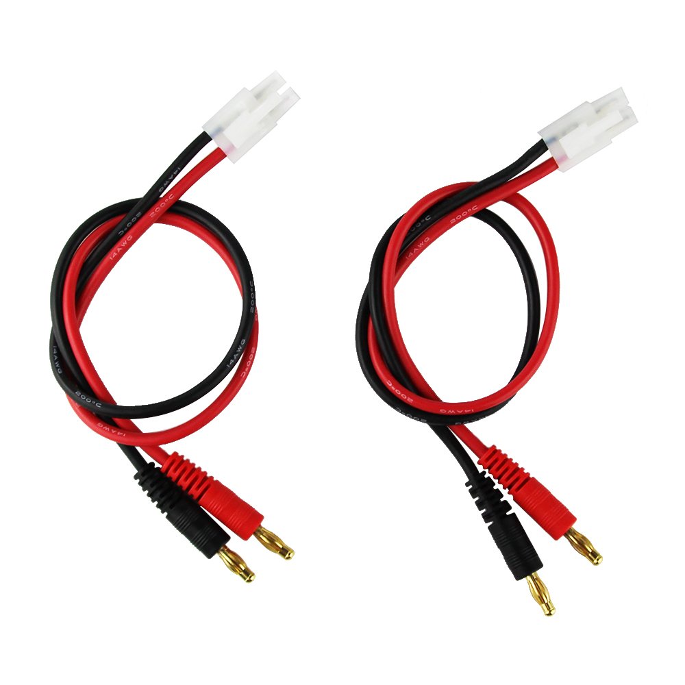 OliYin 2pcs compatible with Tamiya Connector Plug to 4mm Banana Plugs Balance Charge Lead Cable 14awg 11.8in 30cm for RC Lipo Battery(pack of 2)