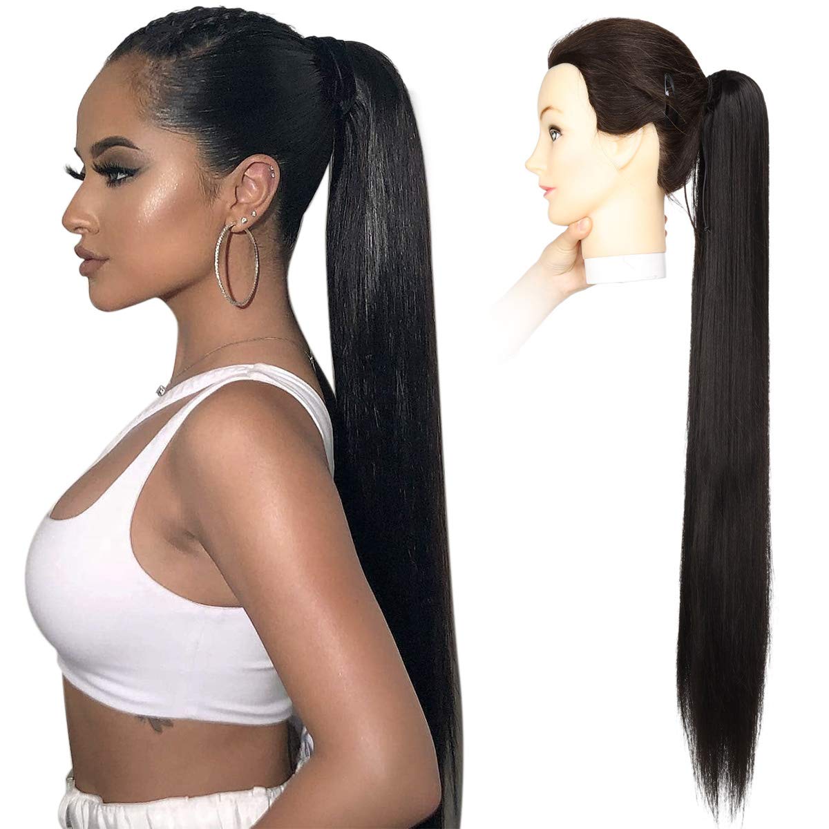 30inch Long Straight Drawstring Ponytail Synthetic High