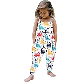 GLIGLITTR Toddler Baby Girl Jumpsuit One Piece Dinosaur Sleeveless Strap Romper Harem Pant with Pockets Summer Outfit Clothes