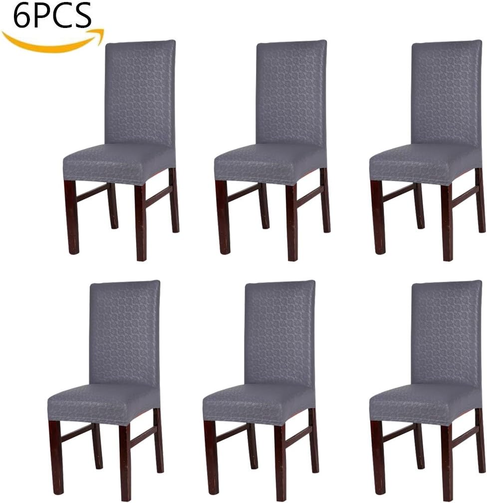 WYLEBER Stuhlhussen Für Esszimmer - Dehnbare Bezüge Mit Armlehnen, 2er Set Dunkelgrau