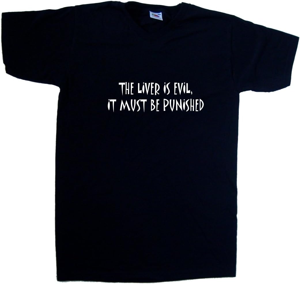 The Liver is Evil It Must Be Punished Funny Black V-Neck T-Shirt