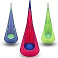 Highwild Kids Pod Swing Seat Child Hanging Hammock Chair with Inflatable Pillow - Sensory Swing Chair with Pocket and Handles - for Any Indoor or Outdoor Spaces - Max 176 Lbs (Pink and Blue)