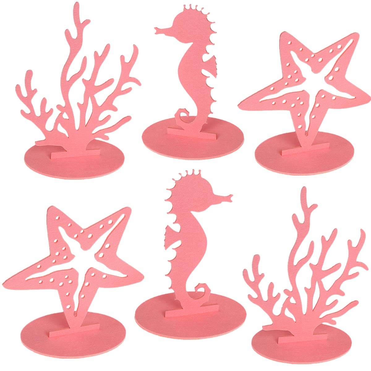 Photo 1 of 6Pcs Pink Mermaid Party Decoration DIY Felt Table Centerpiece Under The Sea Party Decorations for Ocean Theme Girl Little Mermaid Birthday Baby Shower Party Supplies
