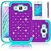 Galaxy J1 Case, EC™ Studded Rhinestone Case, Hybrid Armor Dual Layer Bling Crystal Rugged Rubber Hard Case Cver Samsung Galaxy J1 / J100 (Purple/Teal)