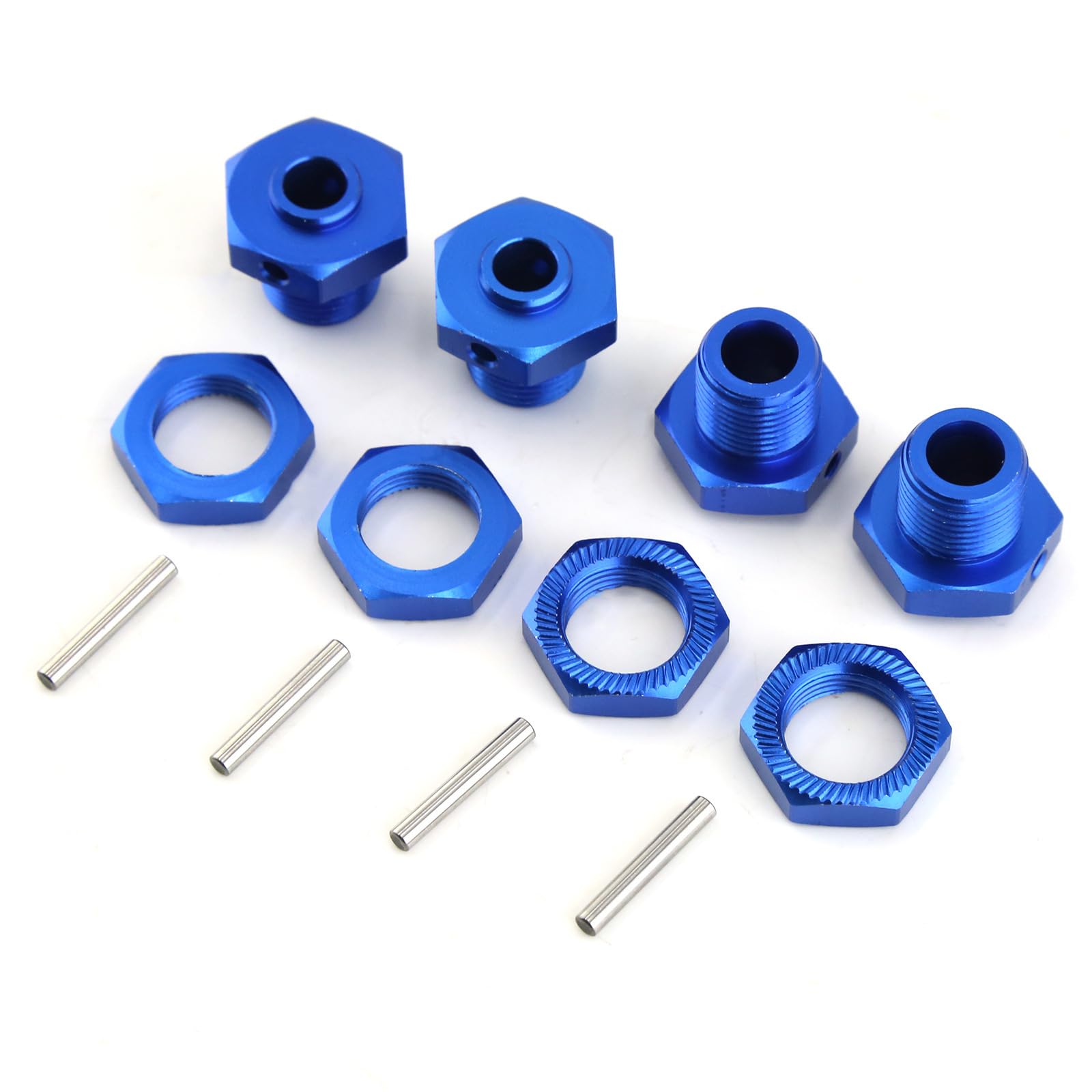 SHEAWA 12PCS Wheel Hex Hub Adapter with Nut Kit for ARRMA 1/8 Typhon 3S, Aluminum Alloy RC Car Accessories for 3S BLX Upgrades (Blue)
