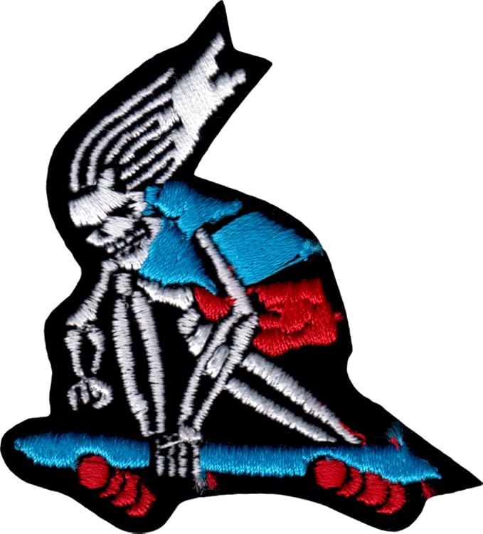 Skateboarding Skeleton Embroidered Iron On or Sew On