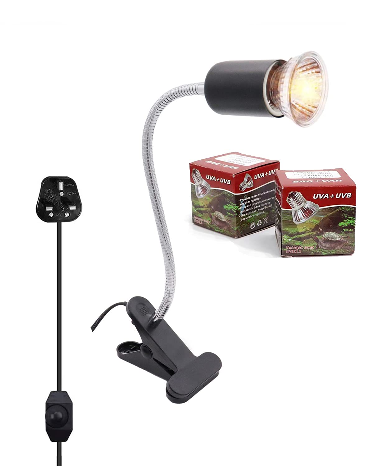 yanhe Tortoise Heat Lamp Basking Light for Aquarium Reptiles E27 UVA+UVB Heat Spotlight for Reptiles Aquarium Reptile Lizards Turtle Snakes (Black)…