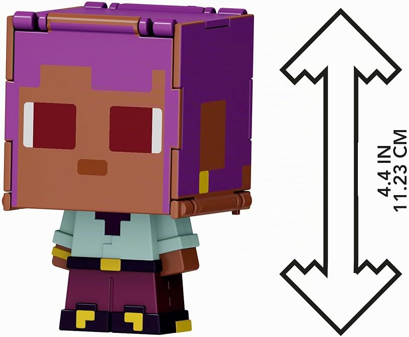 Minecraft Flippin’ Figs 2er-Pack, 2 maßstabsgetreue, ca. 9 cm große Actionfiguren mit großen Köpfen und 2-in-1-Spielfigur, Efe/Segelboot und Delfin/Schatztruhe, JCY31