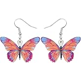 OUSIO Acrylic Colorful Butterfly Earrings Nature Insect Animals Dangle Jewelry For Women Spring Summer Trendy Outfits Accessories Gifts