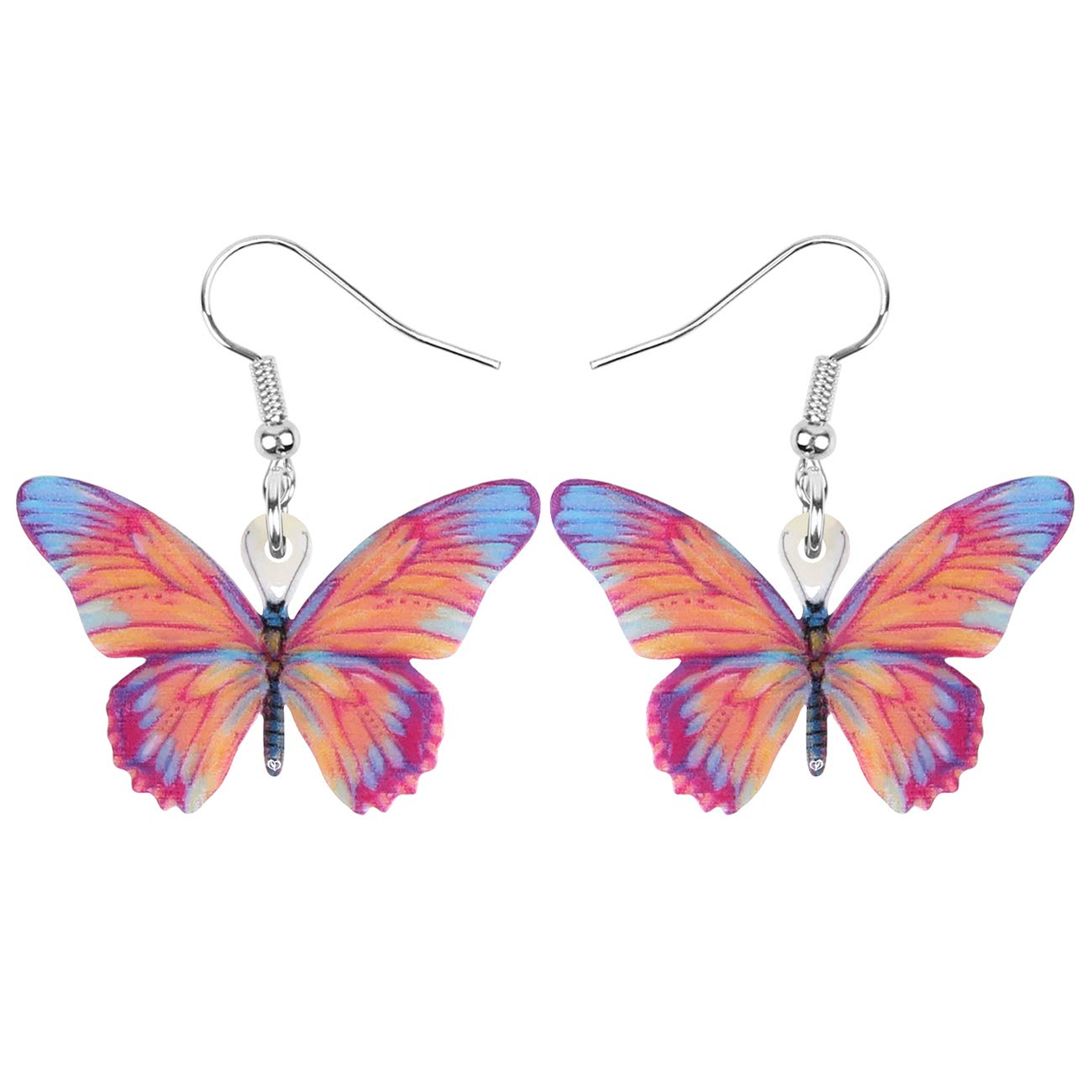 Bonsny Drop Dangle Floral Butterfly Earrings Fashion Insect Jewellry For Women Girls Gift (Orange)