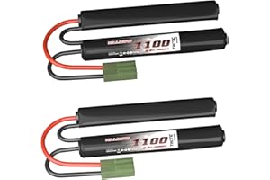 Hilldow 9.6V Airsoft Battery 1100mAh 20C with Mini TMY for Airsoft Guns Rifle Model (M13)