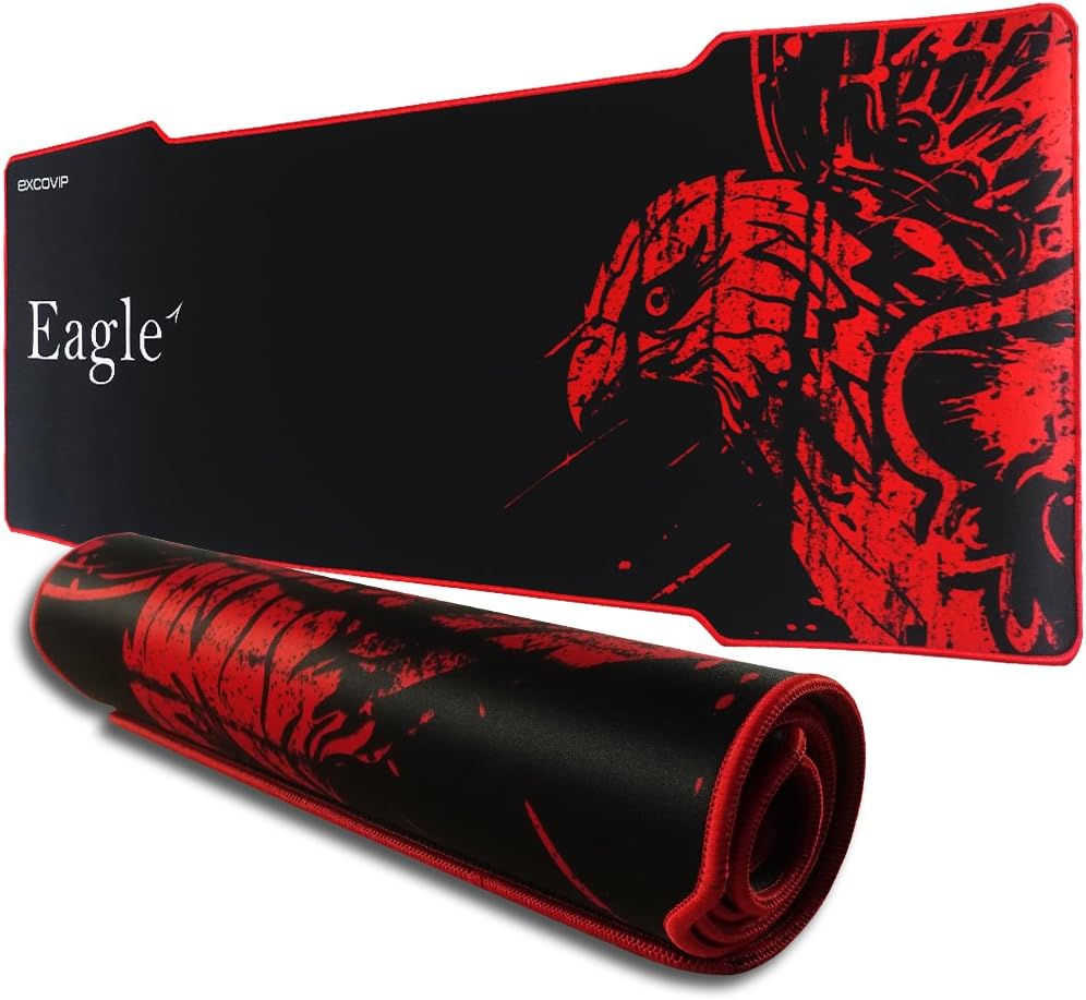 YISK Professional Extended Gaming Mouse Pad XXL Large Stitched Edges Smooth Surface XXL Extended Office Computer Game Mouse Mat │Red and Black 39.5''X15''