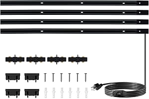 Bravsekai Black H Type Track Lighting Rails Kit with Dimmer Switch for LED Track Lighting 13FT Track Lighting System Single C