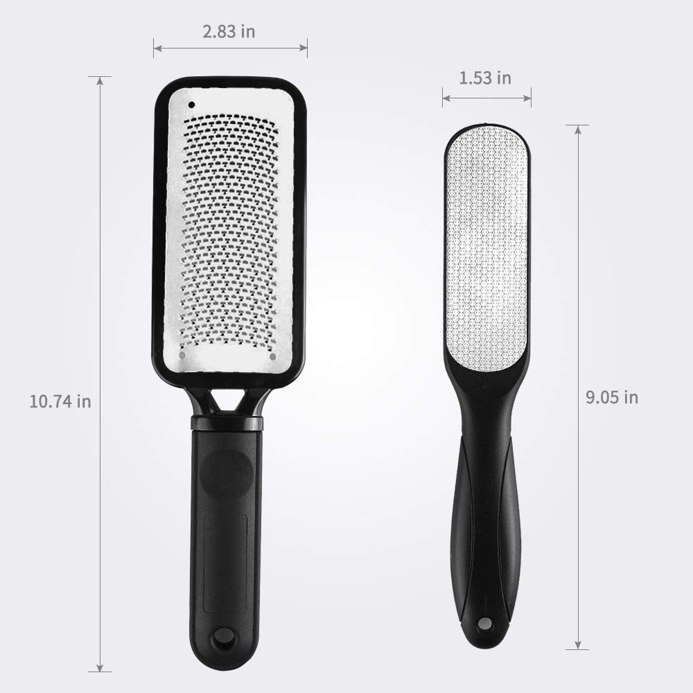 Foot Files Callus Remover 2 Pcs Stainless Steel Foot Rasp and Dual Sided Foot File Professional Pedicure Tools Premium Foot Scrubber with 5PCS Compression Towels : Beauty