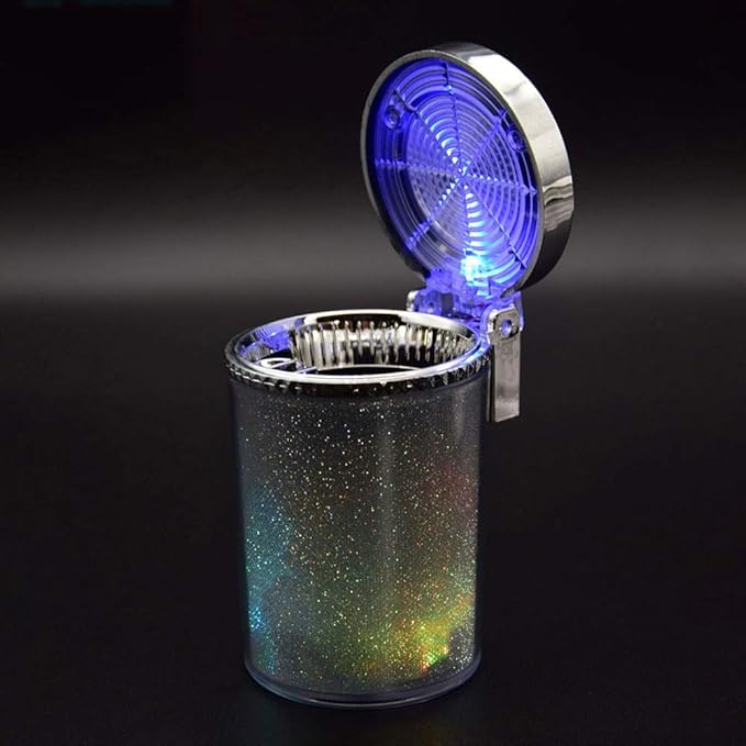 FWQAZ Car Ashtray, with LED Light Cigarette Cigar Ash Tray Container