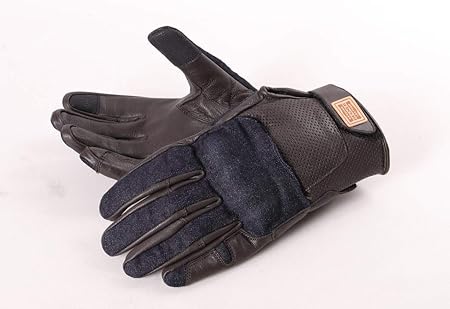 Amazon デグナー Degner レザーデニムコンビグローブ ナックルガード内蔵 スマホ対応 ネイビー ネイビー ブラウン Sサイズ Tg 54 グローブ 車 バイク