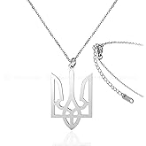 TOOLSSIDE Tryzub Ukrainian Necklaces - Ukraine Flag Trident Necklace - Ukraine Flag Symbol Necklace for Women's Men