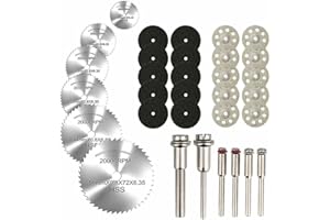 Cutting Discs for Rotary Tool, Diamond Metal Wood Cutting Wheels, HSS Circular Saw Blades 6pcs with 1/8" Shank, Resin Cutting