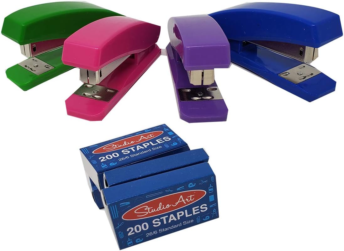 Stapler (4 Pack) Medium Size Including 200 Staples with