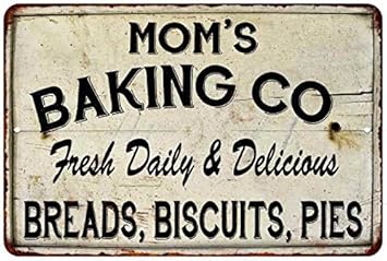 Amazon Com Mom S Baking Co Sign Decor Bakery Signs Rustic Decorations Moms Baker Farmhouse Accessories Kitchen Cooking Pies Fresh Wall Art Bread Biscuits Small Gift 8 X 12 Matte Finish Metal 108120020087 Home