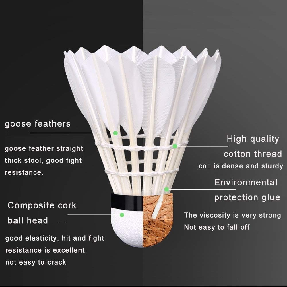 Portzon 12-Pack Goose Feather Badminton Shuttlecocks with Great Stability and Durability, High Speed Badminton Birdies Balls : Sports & Outdoors