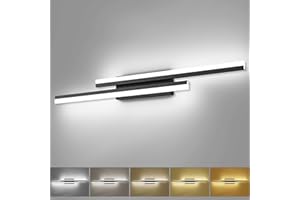 PRESDE 5 Color Changeable Bathroom Light Fixtures Over Mirror Dimmable 40inch Modern Black Bathroom Vanity Light LED Bath Wall Lighting Bar5CCT