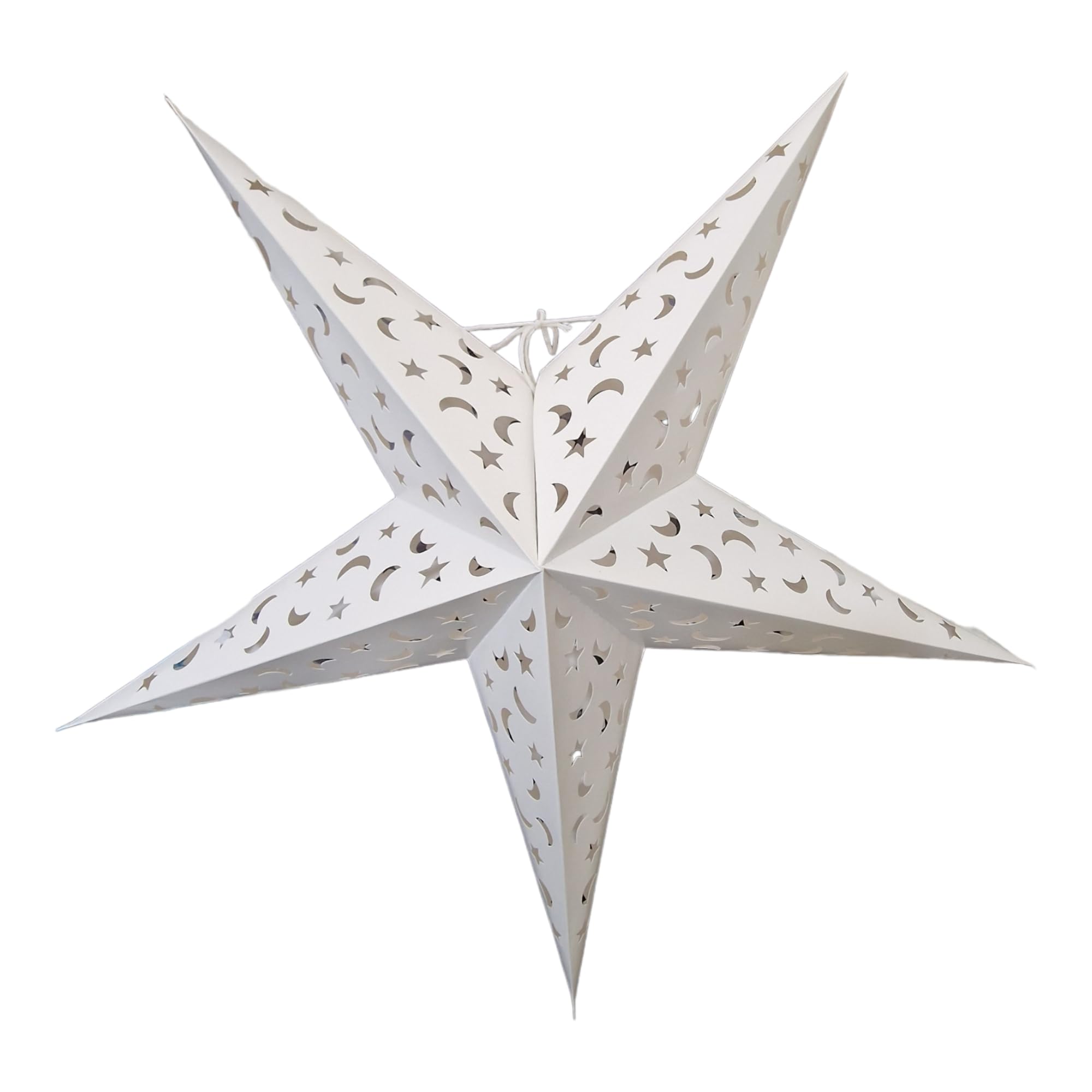 YEPSIO Lantern Lampshade Paper Star Light Shades Large 60cm Star Hanging Decorations for Christmas Wedding Home Decoration Party White Moon and Stars