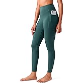 YUNOGA HugMotion No Front Seam Leggings for Women with Pockets - 25 Inches High Waisted Buttery Soft Workout Gym Yoga Pants