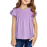 DOKOTOO KIDS Girls Tops Tween Short Sleeve Shirts Teen Summer Ruffle Cute Swiss Polka Dot Blouse Size 6-15 Years