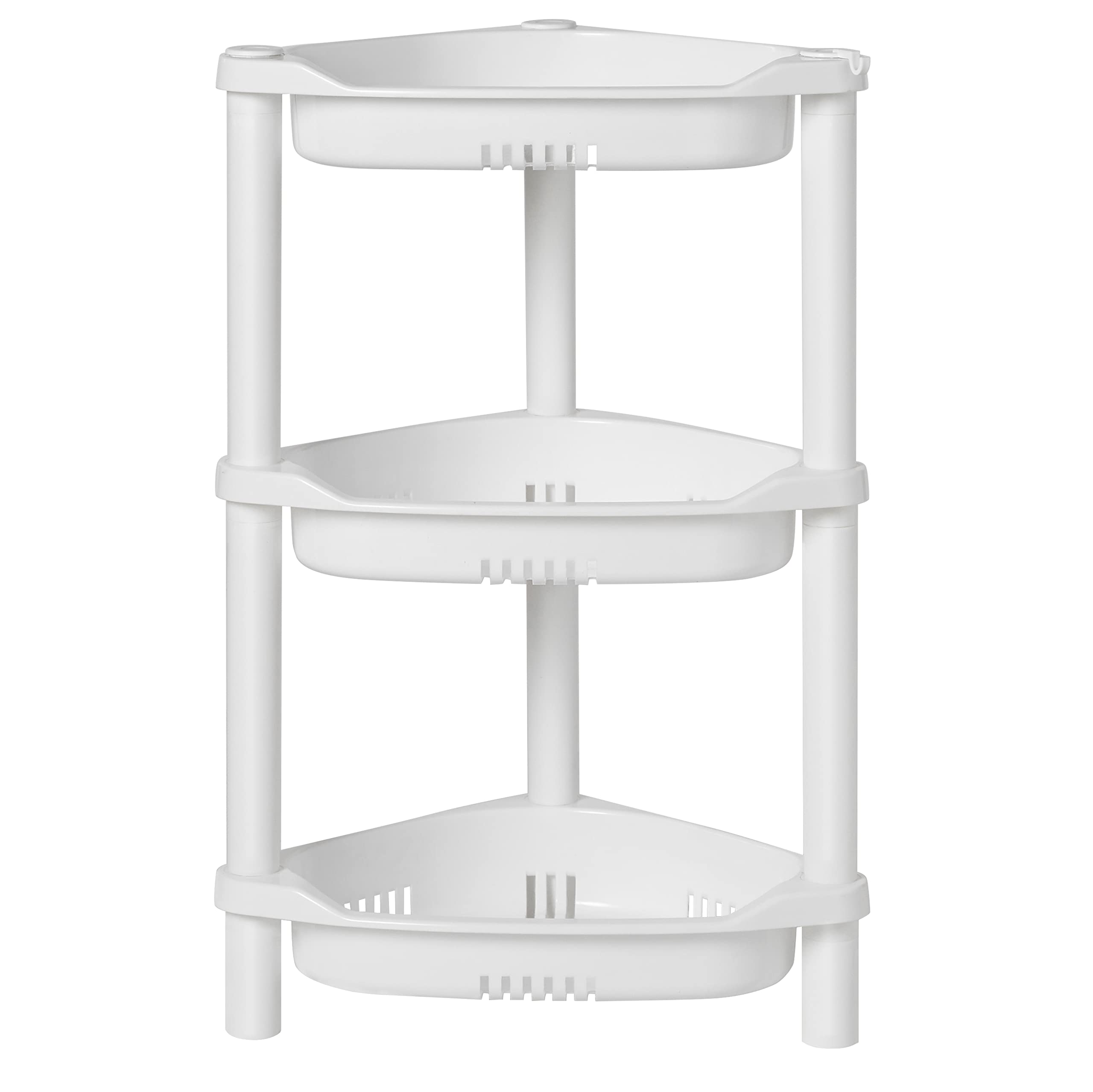 Photo 1 of ELYKEN 3 Tier Shower Caddy Organizer Shelf Corner, 14.4 x 11.2 x 22.4 Inches, Rustproof, Plastic Shower Rack Stands for Inside Bathroom, Bathtub, White