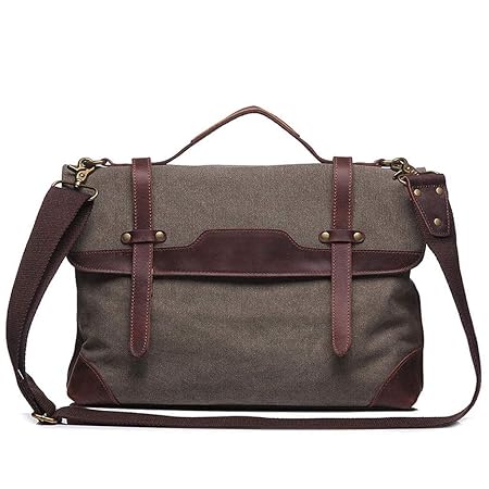 Herrenmode Aktentasche, Business Casual Leinwand Schulter Diagonale Laptoptasche (Farbe : Armeegrün, größe : M)