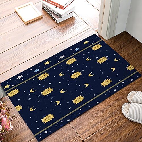 Non-slip Door Mat Entrance Rug Rectangle Absorbent Moisture Floor Carpet for Indoor Outdoor Cartoon Stars, Moon, Sun Pattern Doormat 20x31.5 inch