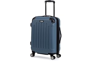 Kenneth Cole REACTION Renegade Luggage Expandable 8-Wheel Spinner Lightweight Hardside Suitcase, Granite Blue, 20-Inch Carry On