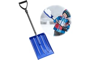 FEBLOMST Snow Shovel for Child Aged 2-13 Year Old, Plastic Kids Snow Shovel Right Kid Size, Comfort Strong D Handle Grip, Lightweight Small Snow Shoveling Tool for Children Toddler, Bright Blue Color