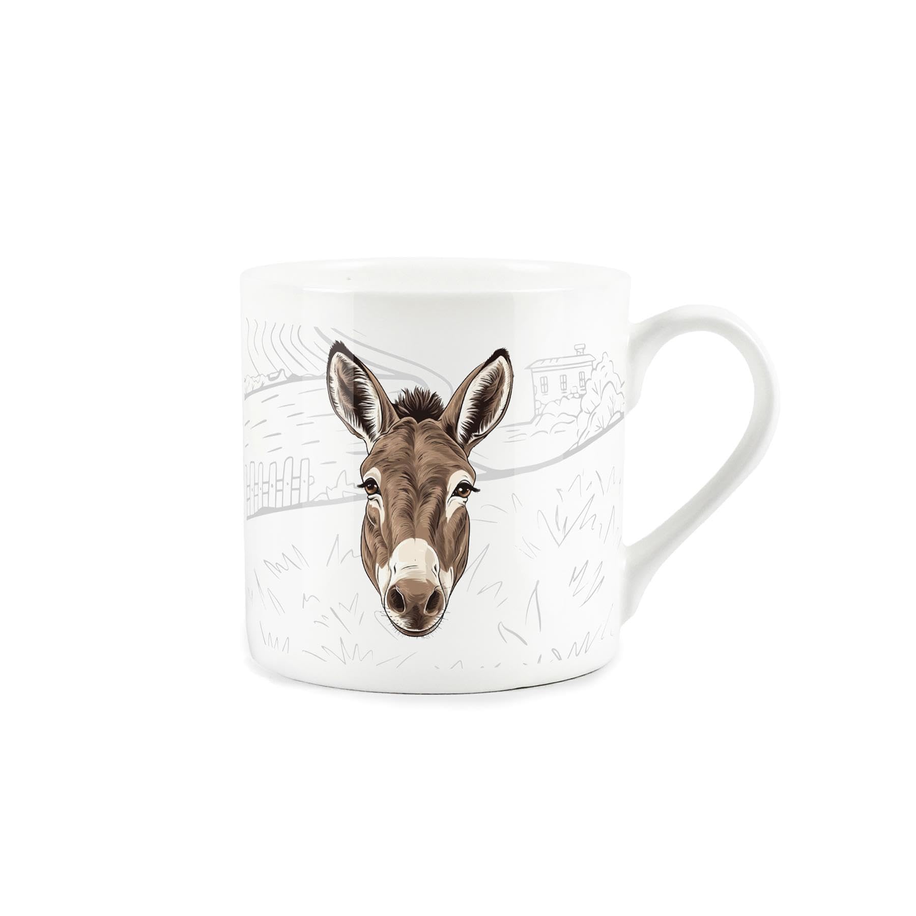 Purely Home Donkey Mug - Countryside Farm Animals Fine Bone China White Mug Coffee/Tea Present Gift for Animal Lovers
